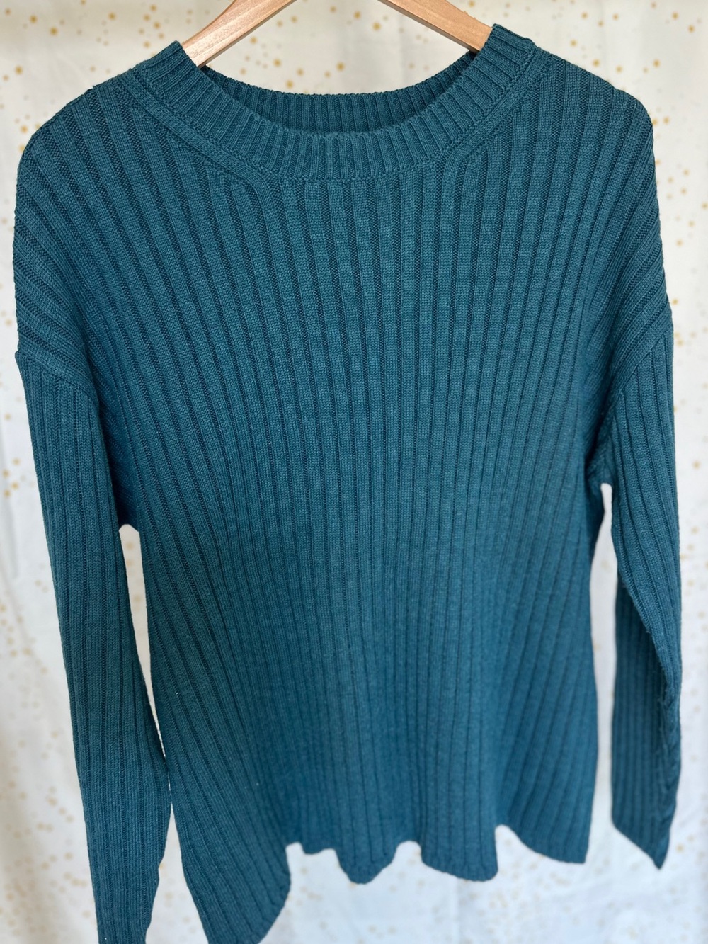 Jessica Simpson Ribbed Crewneck Sweater in Teal Green